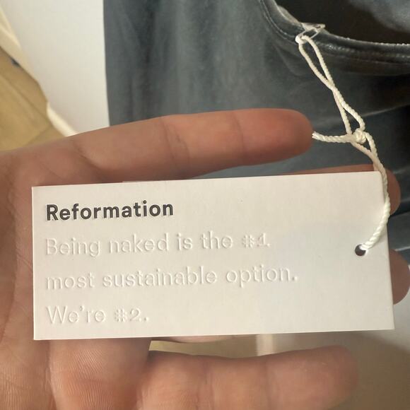 NWT Reformation Merel Velvet Dress Silver Gray Large - Picture 7 of 7